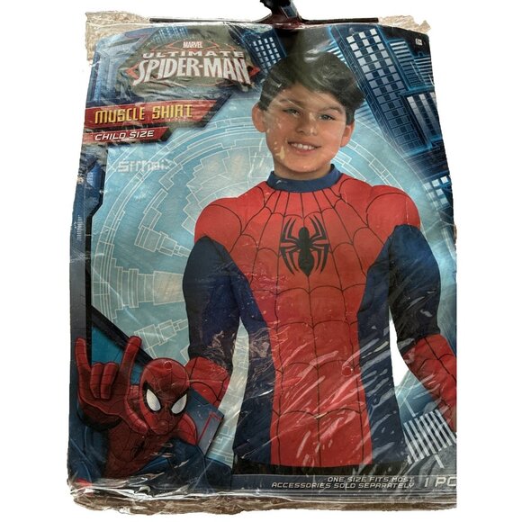 Marvel Ultimate Spider Man Muscle Shirt Boys One Size 6+ Superhero Costume - Picture 1 of 7